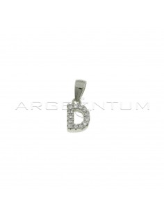 White zircon white gold plated letter D pendant in 925 silver