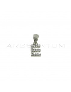 White zircon white gold plated letter E pendant in 925 silver
