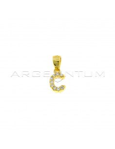 Yellow gold plated white zircon letter C pendant in 925 silver
