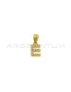 Yellow gold plated white zircon letter E pendant in 925 silver