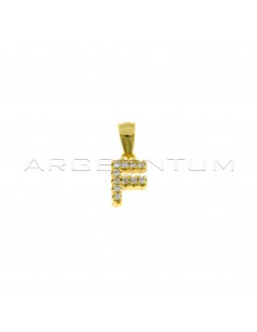 Yellow gold plated white zircon letter F pendant in 925 silver