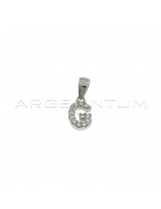 White zircon letter G pendant white gold plated in 925 silver