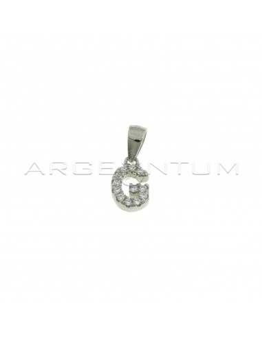 White zircon letter G pendant white gold plated in 925 silver