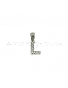 White zircon white gold plated letter L pendant in 925 silver