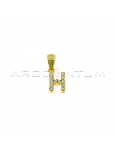 Yellow gold plated white zircon letter H pendant in 925 silver