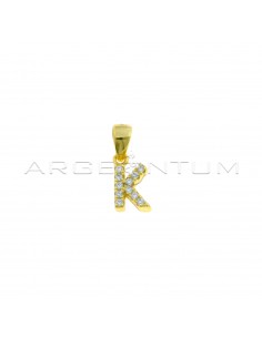 Yellow gold plated white zircon letter K pendant in 925 silver
