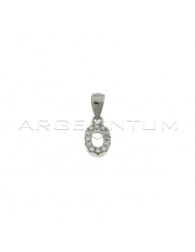 White zircon white gold plated letter O pendant in 925 silver