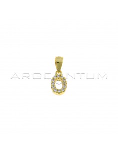 Yellow gold plated white zircon letter O pendant in 925 silver