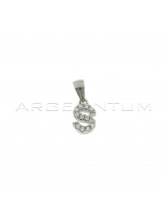 White zircon white gold plated letter S pendant in 925 silver