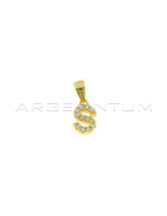 Yellow gold plated white zircon letter S pendant in 925 silver