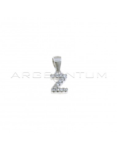 White gold plated zircon letter Z pendant in 925 silver