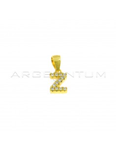 Yellow gold plated white zircon letter Z pendant in 925 silver