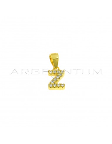 Yellow gold plated white zircon letter Z pendant in 925 silver