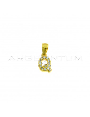 Yellow gold plated white zircon letter Q pendant in 925 silver