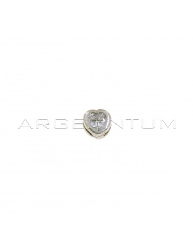 Ciondolo punto luce a cuore da 5 mm a cipollina con contromaglia passante placcato oro bianco in argento 925