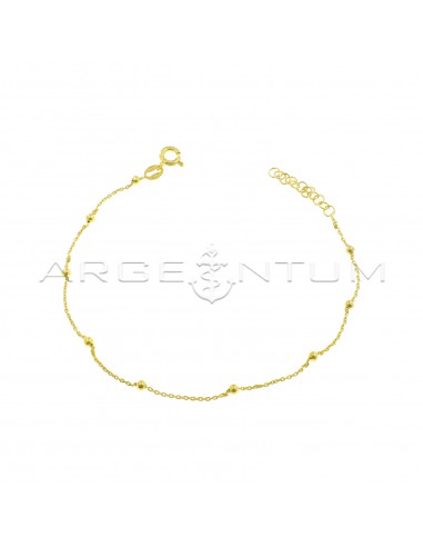 Yellow gold plated alternating ball mesh anklet in 925 silver