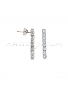 Tennis pendant earrings with 3 mm white gold plated zircons in 925 silver