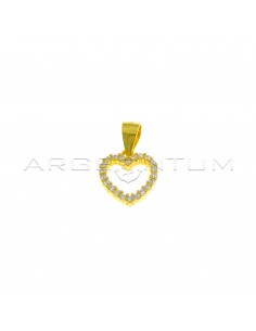 Yellow gold plated white zircon heart shape pendant in 925 silver