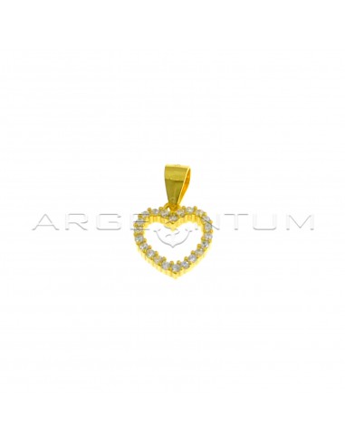 Yellow gold plated white zircon heart shape pendant in 925 silver