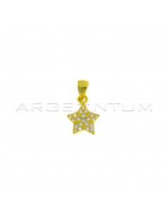 Yellow gold plated white zircon star pendant in 925 silver