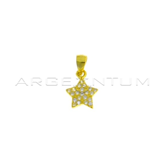 Yellow gold plated white zircon star pendant in 925 silver