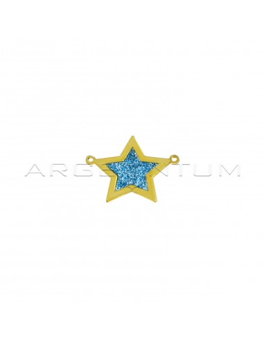 Star partition with blue cathedral enamel yellow gold plated in 925 silver