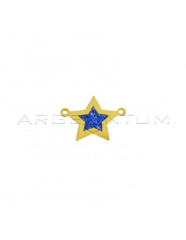 Plate star partition with blue cathedral enamel yellow gold plated in 925 silver