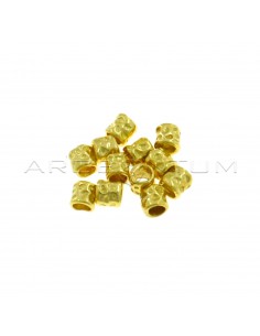 12-piece yellow gold-plated hammered tube nuggets in 925 silver