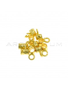 Hammered tube nuggets with open link yellow gold plated 10 pieces in 925 silver