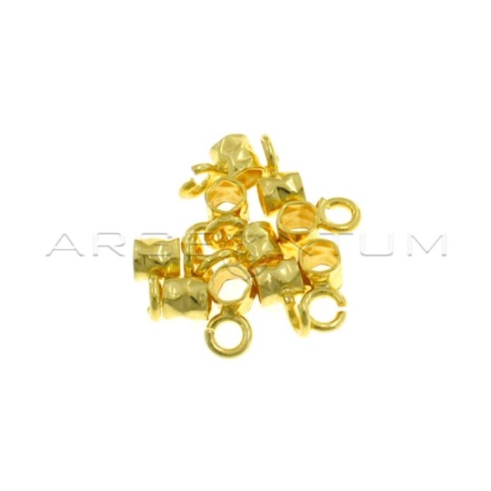 Pepite a tubetto martellate con maglina aperta placcate oro giallo 10 pezzi in argento 925