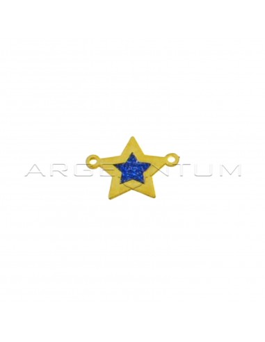 Plate star partition with blue cathedral enamel yellow gold plated in 925 silver