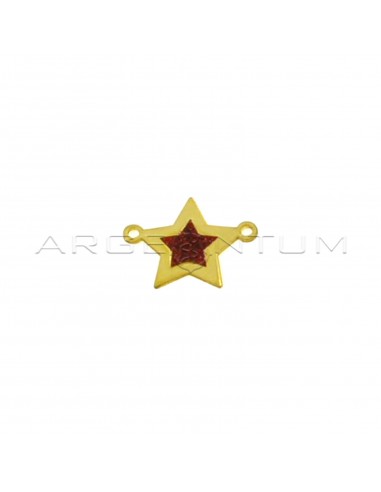 Star partition with yellow gold plated red cathedral enamel in 925 silver