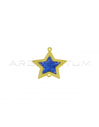 Partition with vertical holes plate star with blue cathedral enamel yellow gold plated in 925 silver
