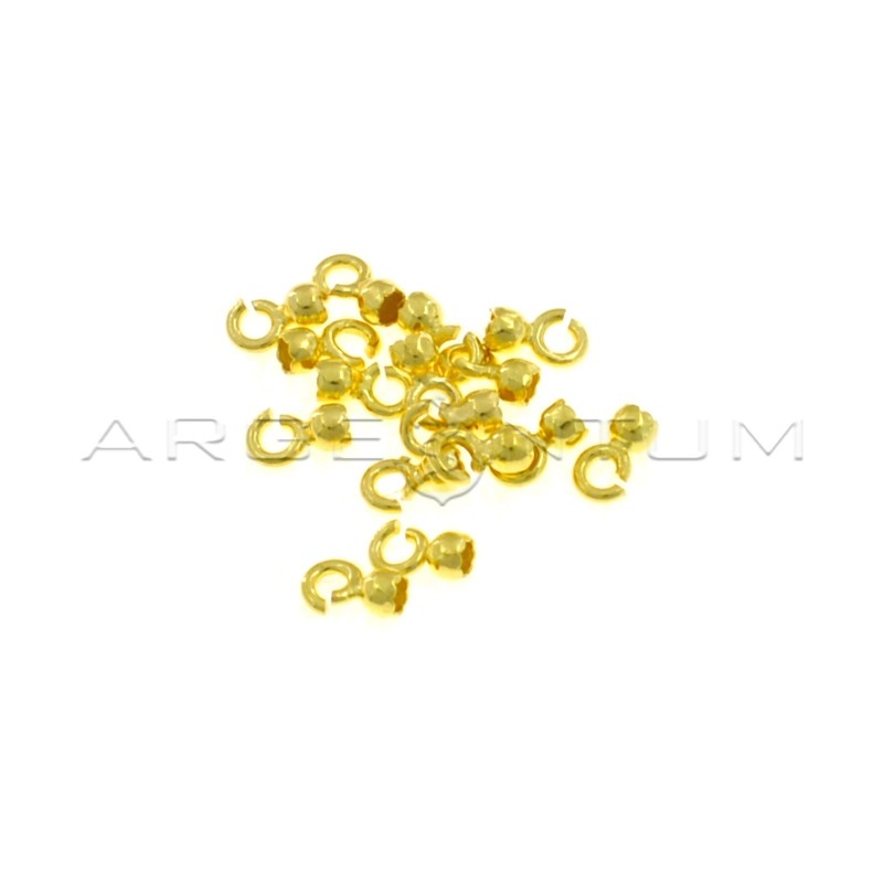 Terminals for sticking from ø 3 mm. with open link yellow gold plated 16 pieces in 925 silver