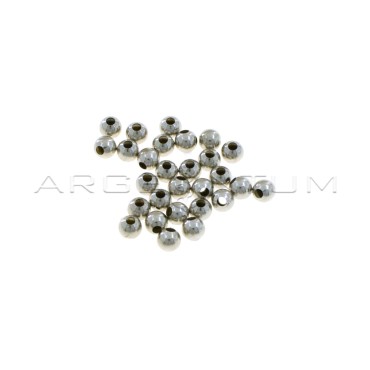 Smooth spheres ø 4 mm with through hole white gold plated in 925 silver (28 pcs.)