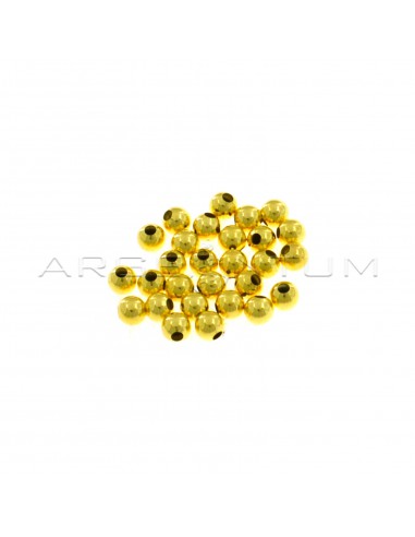 Smooth spheres ø 4 mm with through hole yellow gold plated in 925 silver (28 pcs.)