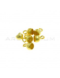 Lacquer wax terminals ø 6 mm with open mesh yellow gold plated in 925 silver (6 pcs.)