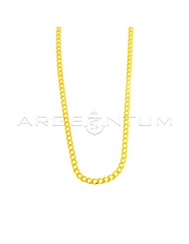 Yellow gold plated 4 mm flat curb link necklace in 925 silver
