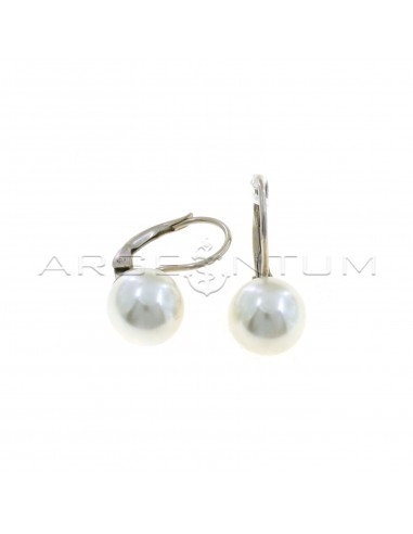 Orecchini perla da ø 10 mm con attacco monachella placcati oro bianco in argento 925