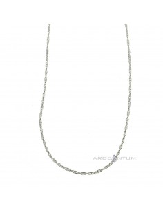 90 cm white gold plated singapore link chain in 925 silver
