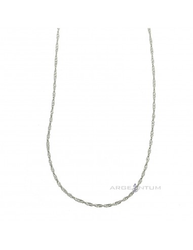 90 cm white gold plated singapore link chain in 925 silver