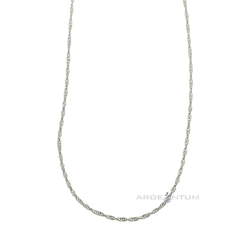 Catenina maglia singapore da 80 cm placcata oro bianco in argento 925