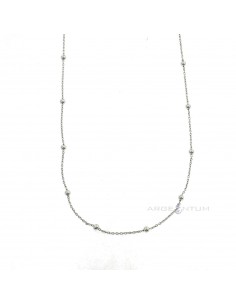 2.5mm alternating ball chain. white gold plated 925 silver (45 cm)
