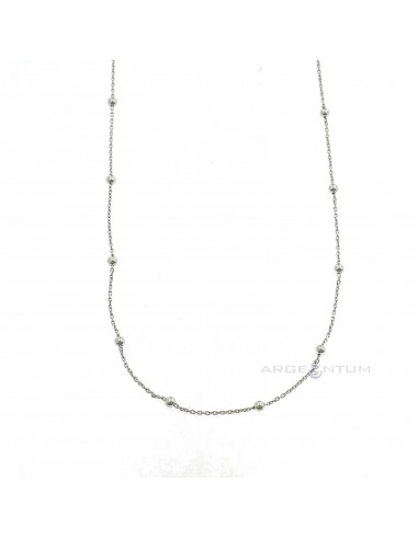 2.5mm alternating ball chain. white gold plated 925 silver (60 cm)