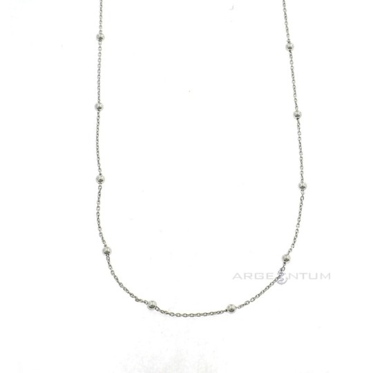 Catenina pallina alternata da 2,5 mm. placcata oro bianco in argento 925 (60 cm)