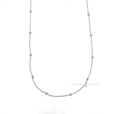 2.5mm alternating ball chain. white gold plated 925 silver (80 cm)