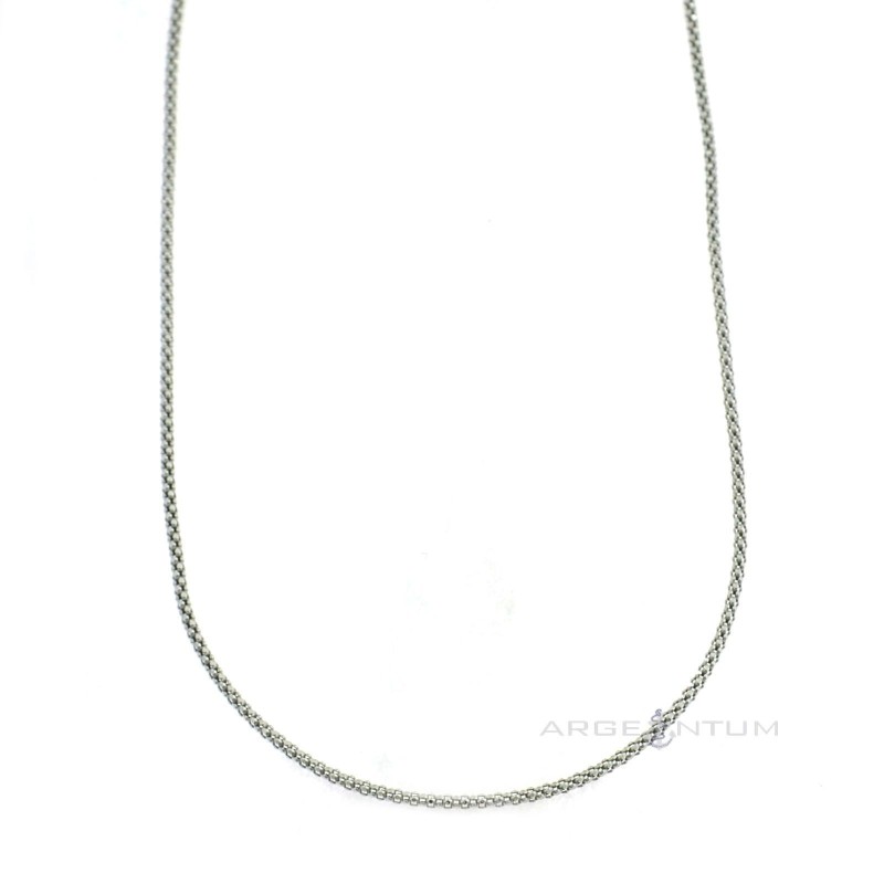 White gold plated pop corn link chain in 925 silver (40 cm)