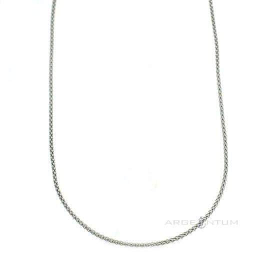Catenina maglia pop corn placcata oro bianco in argento 925 (40 cm)