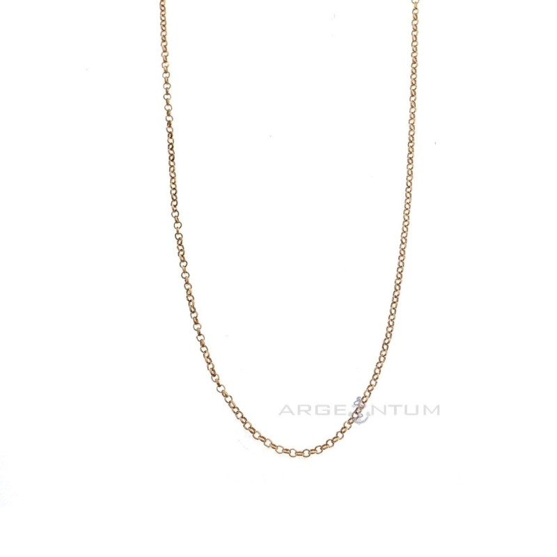 Rose gold plated diamond rolo link chain in 925 silver (60 cm)
