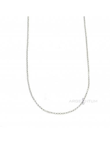 White gold plated diamond rolo chain in 925 silver (60 cm)